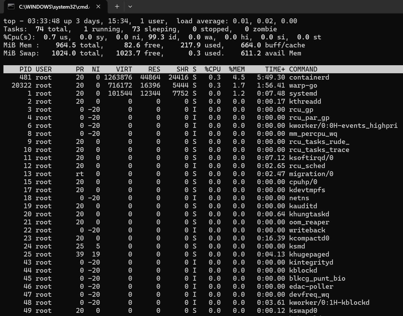top 命令运行界面